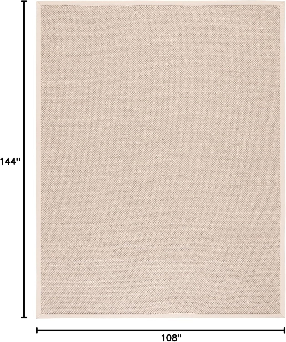 Area Rug - Natural Fiber Collection - Large - Marble & Beige, Sisal, Woven Design with Border (NF143C)