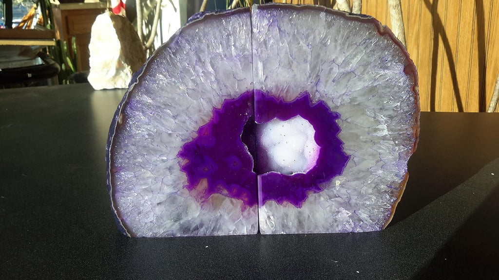 Purple Agate Quartz Geode Book Ends - Made from the Finest Grade Brazilian Agate