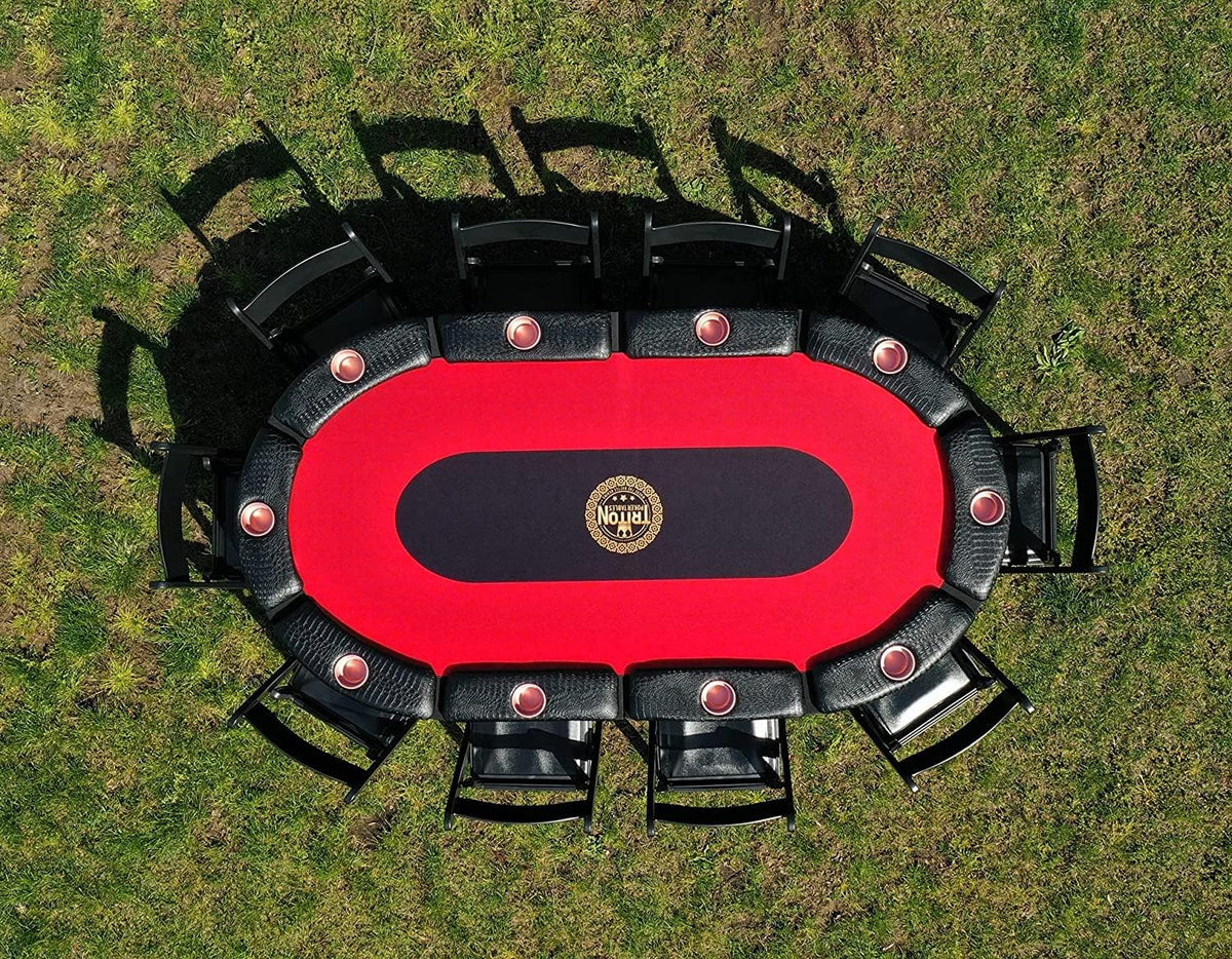 Triton Foldable Poker Table with 10 Chairs and an Additional Mat- Premium Soft-Padded Armrest, Individual Cup