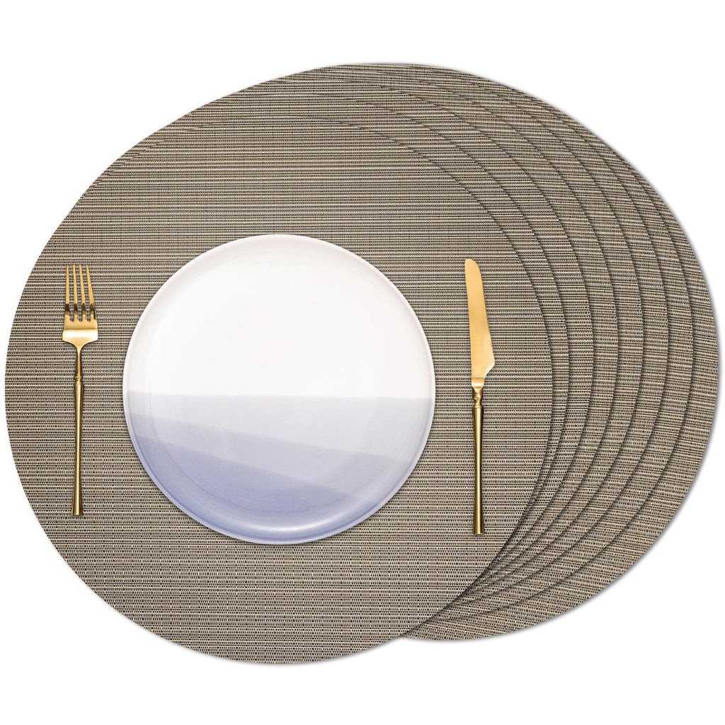 15 Inch Round Placemats Set of 8, Washable Vinyl Woven Place Mats