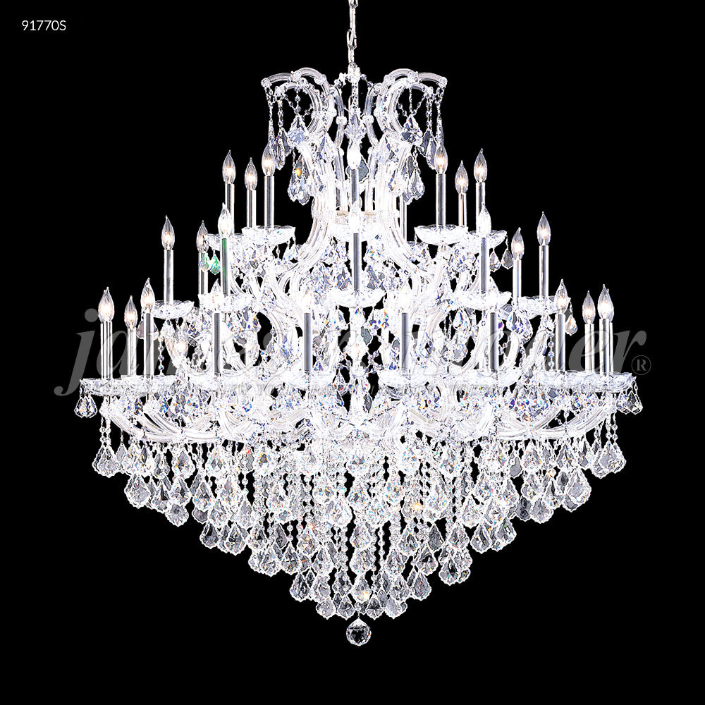 James R. Moder Maria Theresa Grand Collection 37-Light Crystal Chandelier — Silver, 54in — Castelune Home