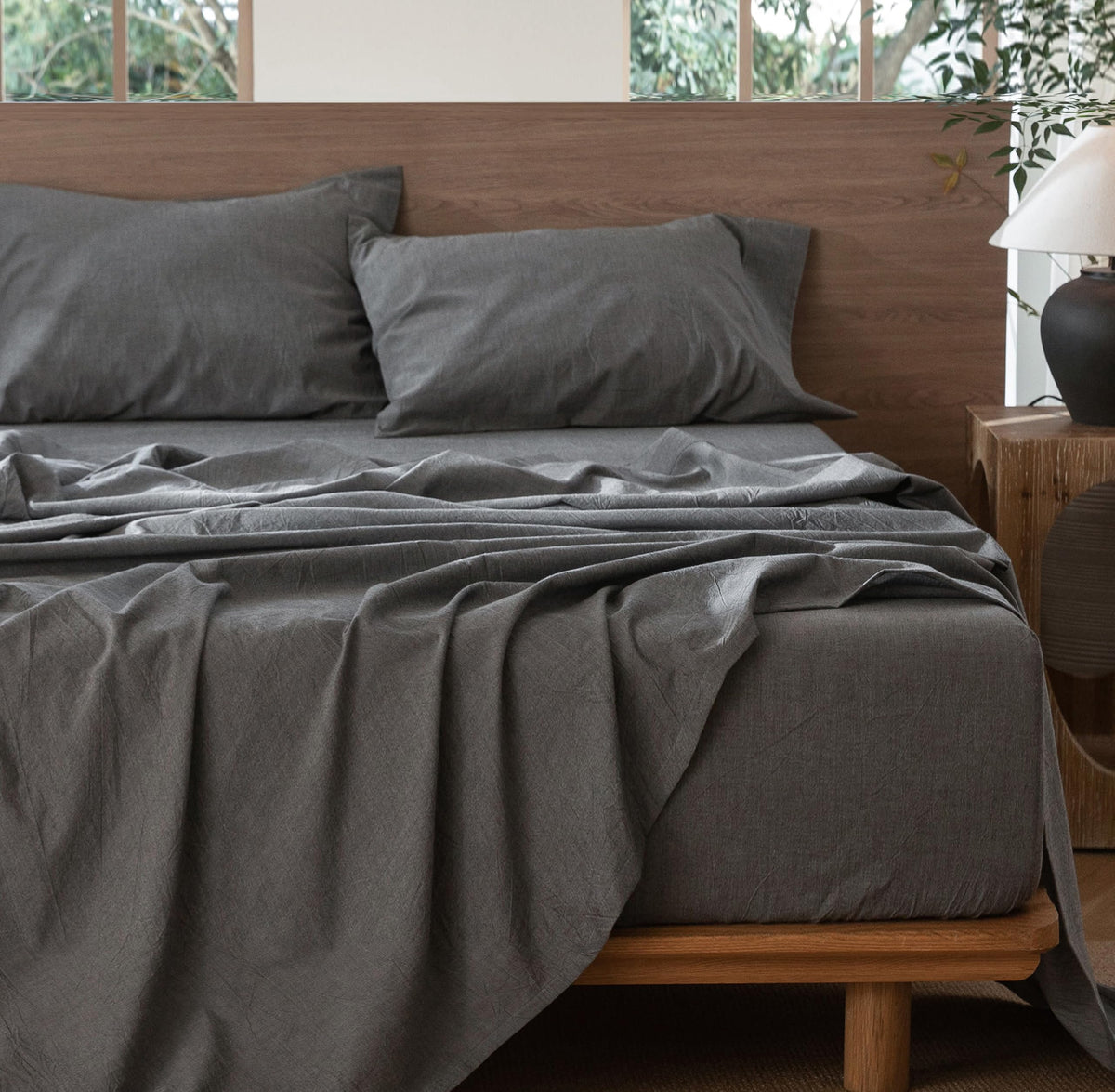 Sheet Set 100% Washed Cotton Linen-Like Extra Deep Pocket