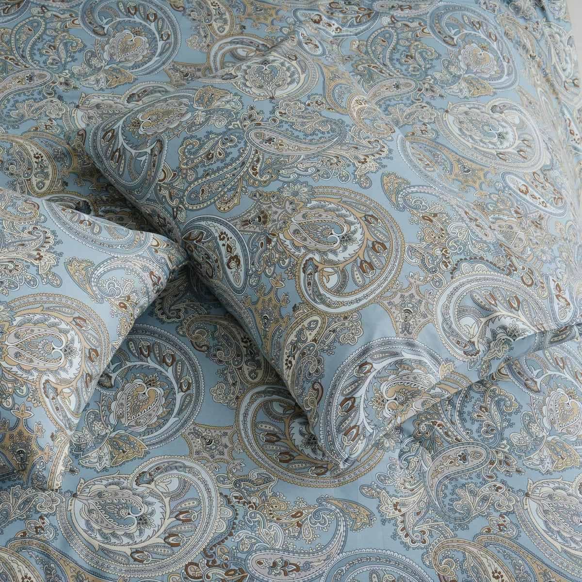 100% Cotton Duvet Cover King Size Blue Boho Paisley Pattern Duvet Cover Sets with Zipper Closure 3 Pcs Soft &