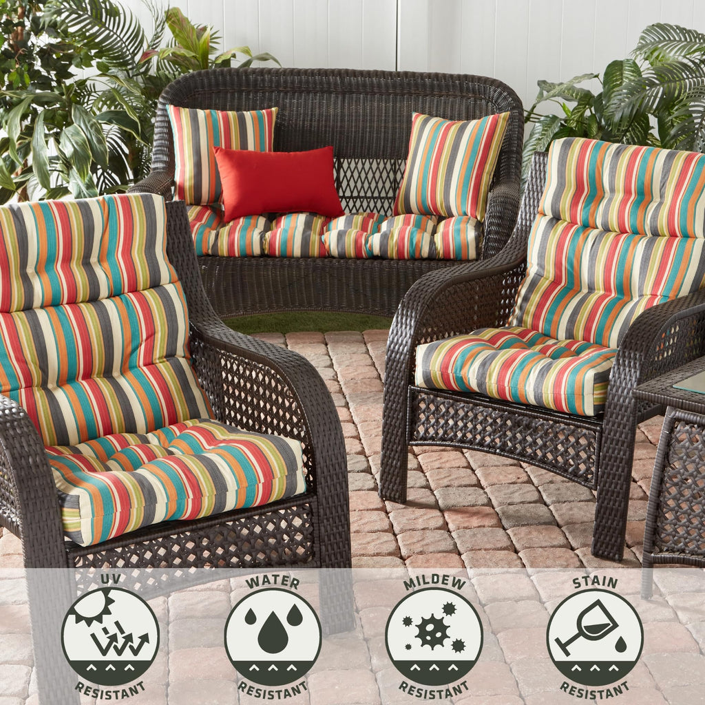 Outdoor 17-inch Square Decorative Throw Pillow, 2-Pack, Adobe Stripe