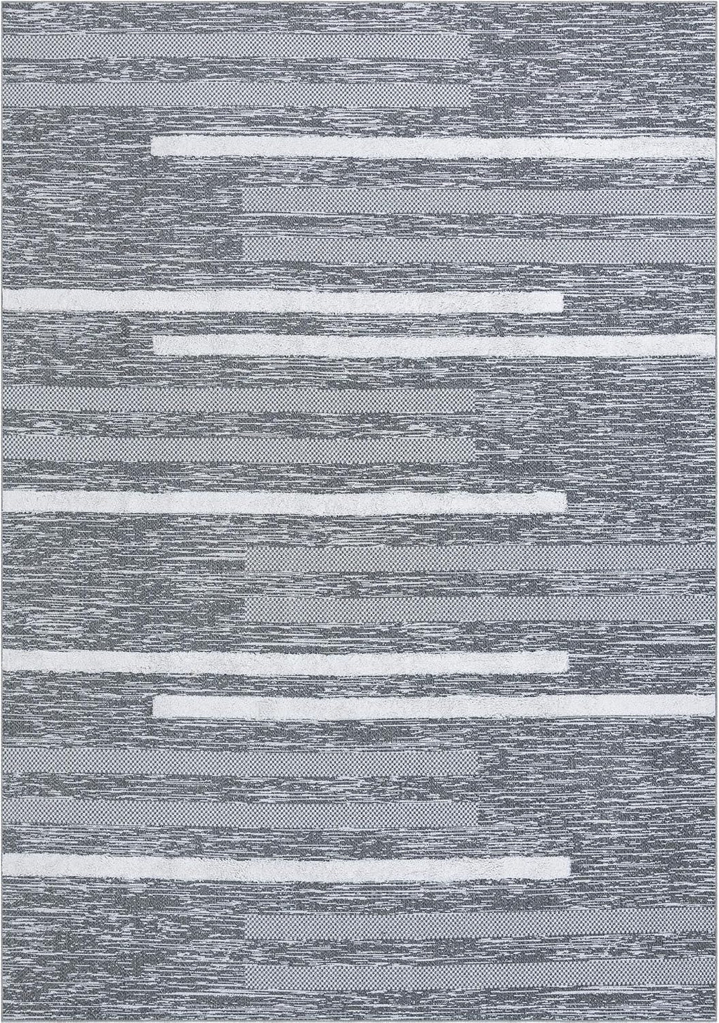 Abbey Rug - 9' 1 Gray Textured Cotton Rug - Modern Striped Design, Large Area Rug for Living Rooms and Bedrooms