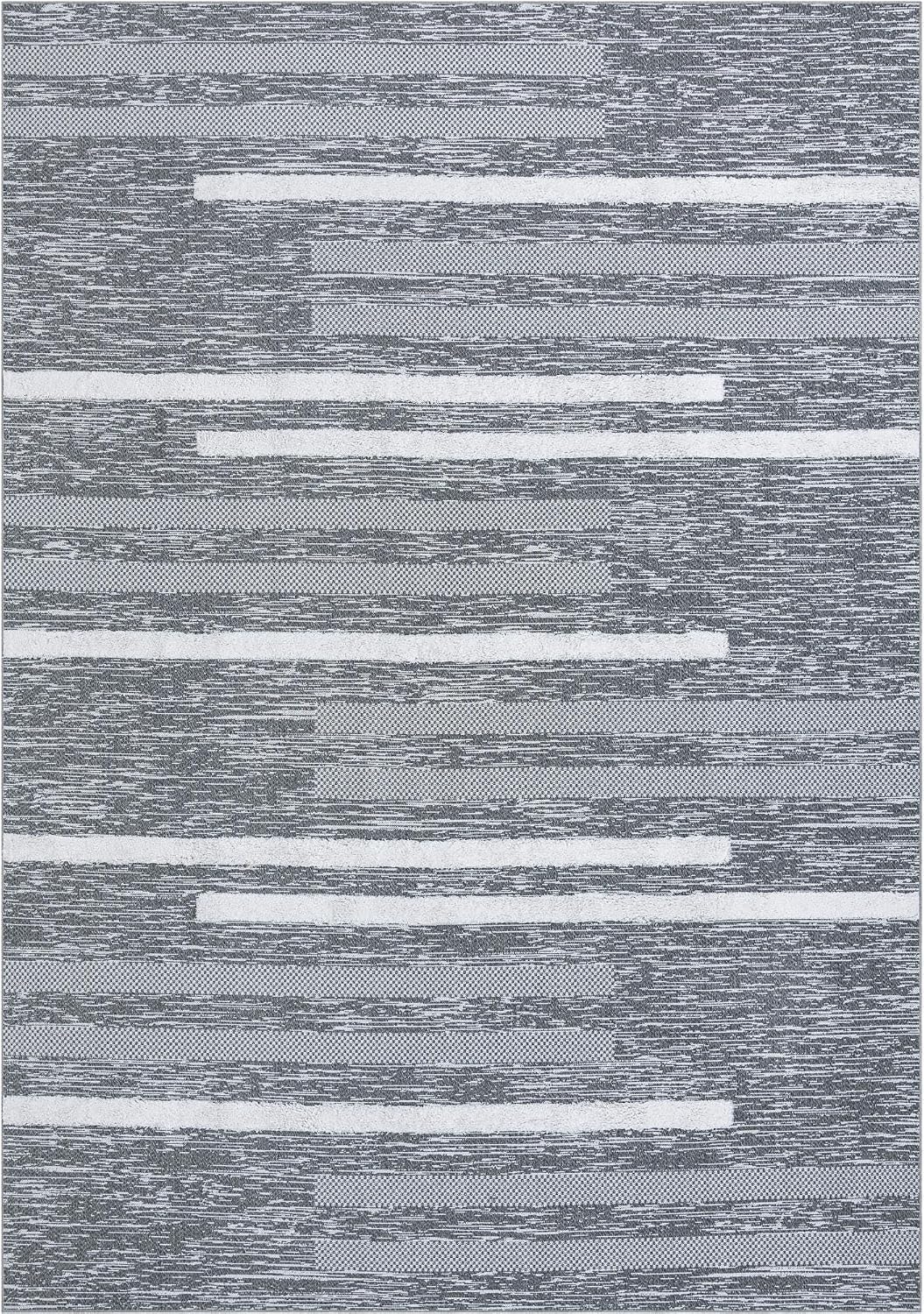Abbey Rug - 9' 1 Gray Textured Cotton Rug - Modern Striped Design, Large Area Rug for Living Rooms and Bedrooms