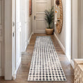 Non-Slip Washable Distressed Abstract Runner Rug Ivory