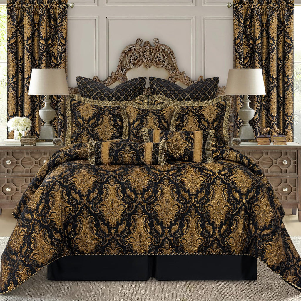 9-Piece King Size Comforter Set, Classic Damask Bedding Set