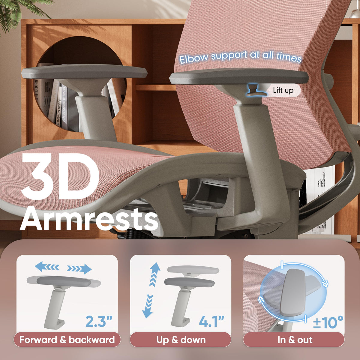 Ergonomic Mesh Office Chair — Blush Pink, Breathable Mesh Seat & Back