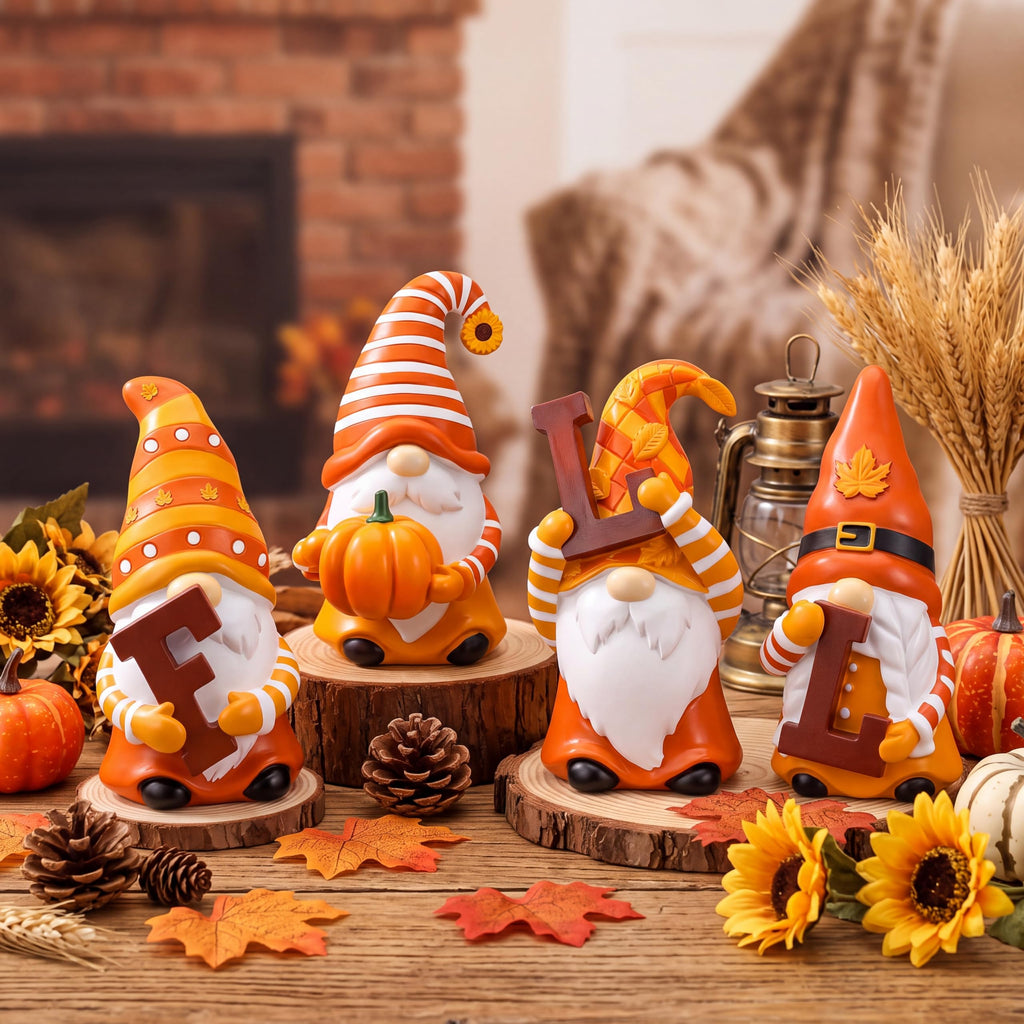 4 Pcs Resin Fall Figurines Decoration