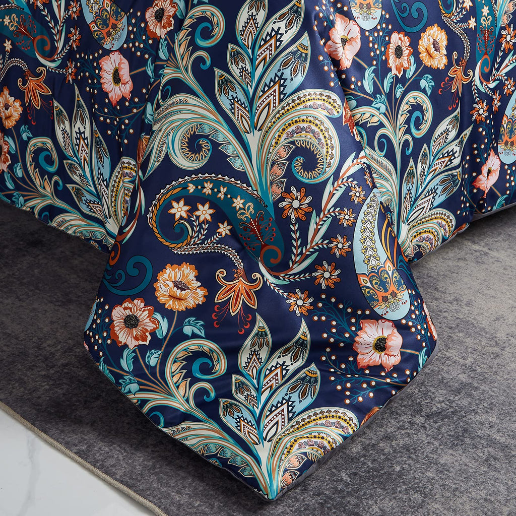 7 Piece Paisley Flower Bedding Comforter Bed in a Bag Set