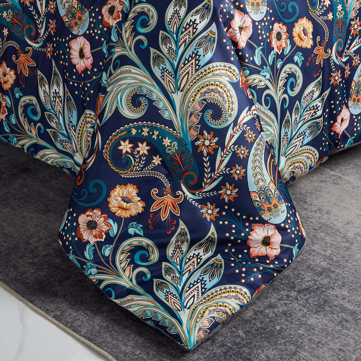 7 Piece Paisley Flower Bedding Comforter Bed in a Bag Set