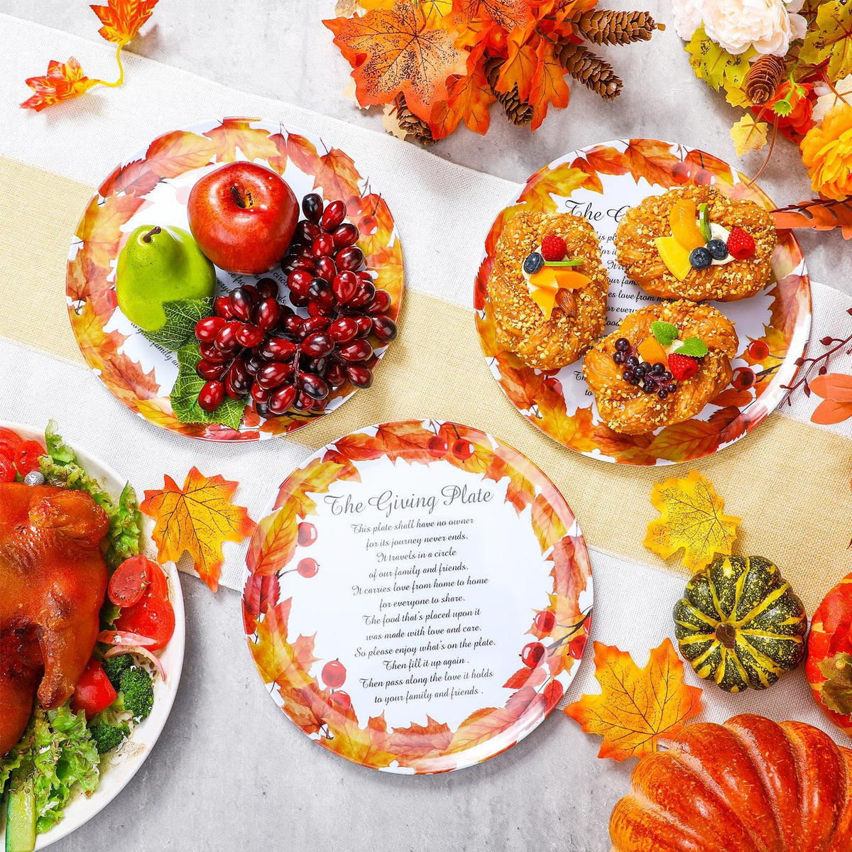 4 Pcs Melamine Thanksgiving Maple Plates Fall Dinnerware 10 Inch