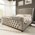 Upholstered Sleigh Platform Bed Frame with Headboard