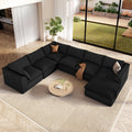 141.7" Boneless Sectional Sofa with Chaise, 7 Seater Couch, Black