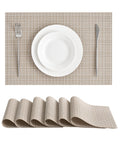 Woven Vinyl Placemats Set of 6, Beige