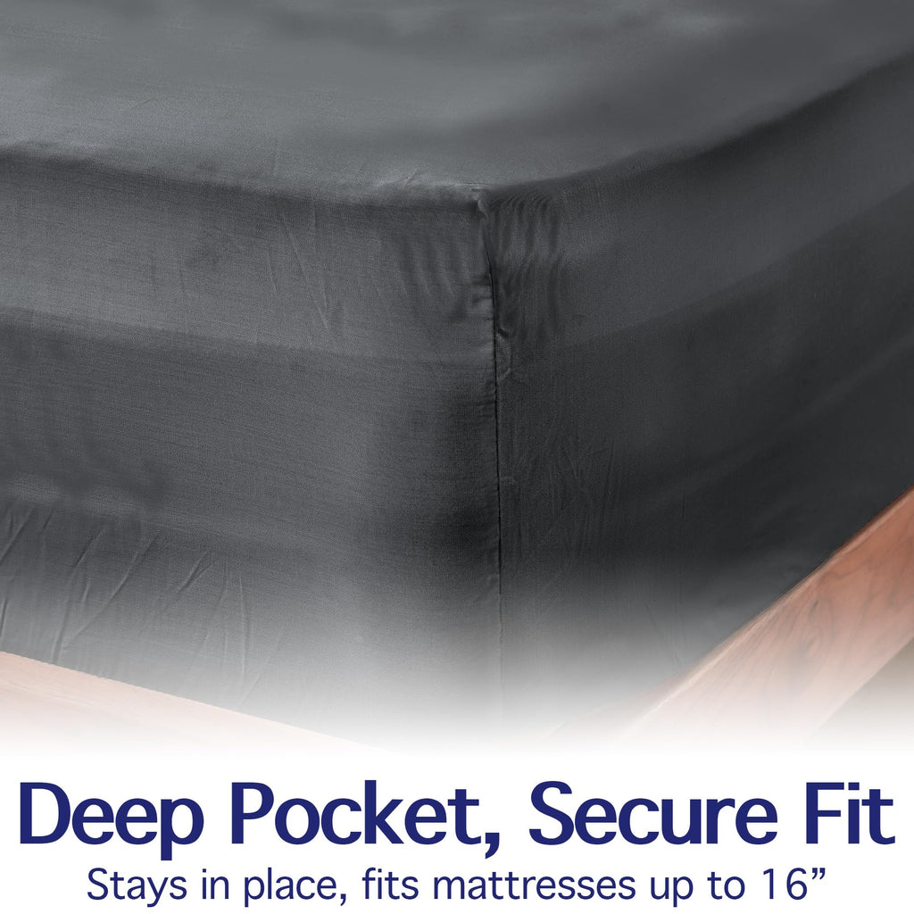 100% Viscose from Bamboo Sheets, Deep Gray 4-Piece