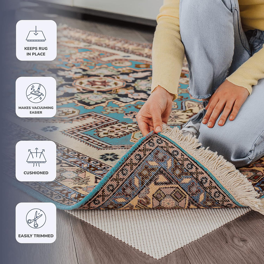Super Grip, 2'6" x 10', Cushioned Non-Slip Rug Pad for Area Rugs and Runner Rugs, Rug Pad for Hardwood Floors - Set of 25