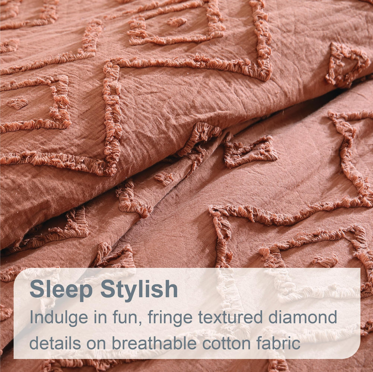 Rukai 100% Cotton Washed Clip Jacquard Gauze 5-Piece Bedding Comforter Set, All Season & Breathable, Oeko-TEX