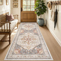 Area Rug 3x8 Runner Rugs - Washable Vintage Oriental Farmhouse Thin Indoor Carpet Bedroom Hallway Entryway Kitchen