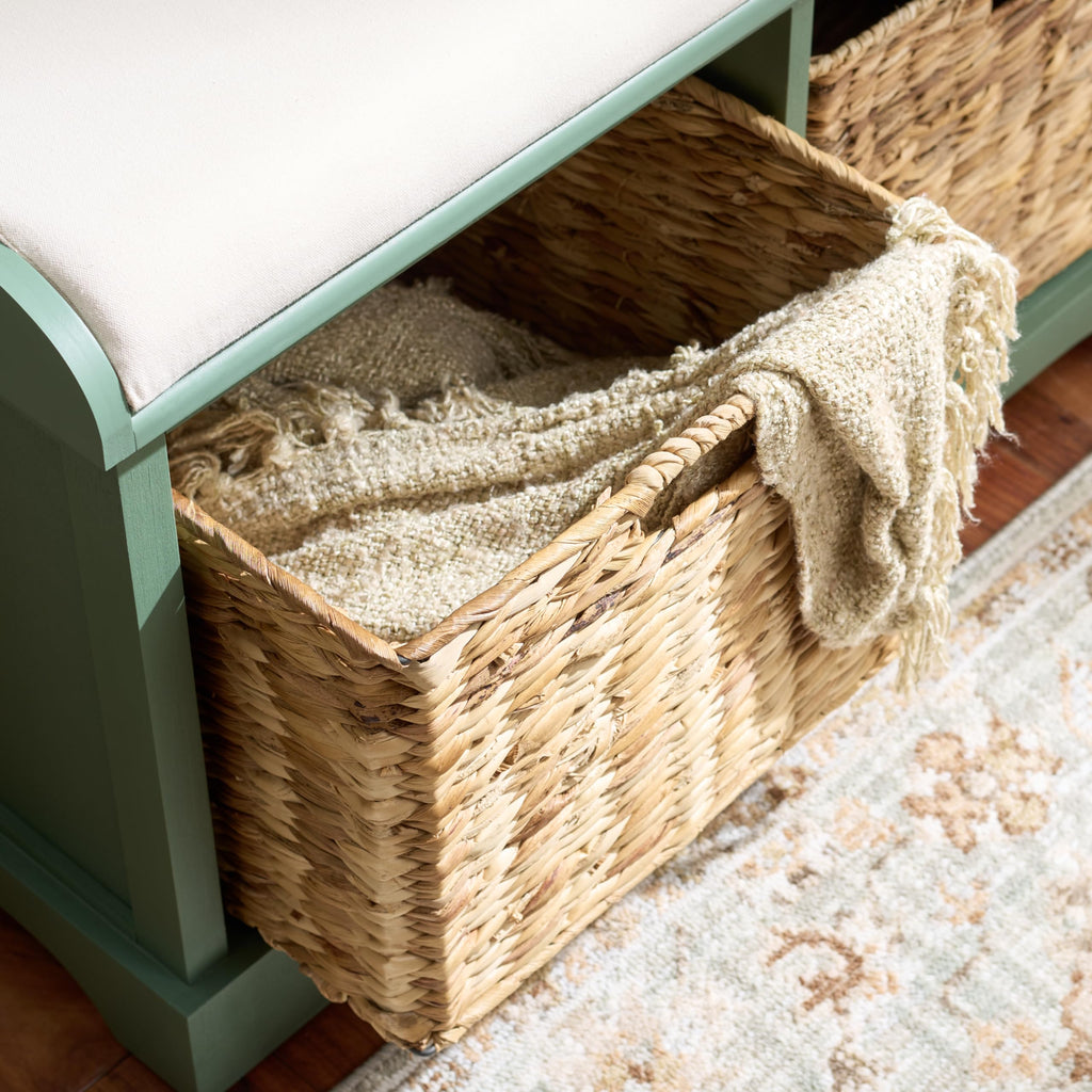 Freddy Wood Storage Bench, 33" Farmhouse Dusty Green