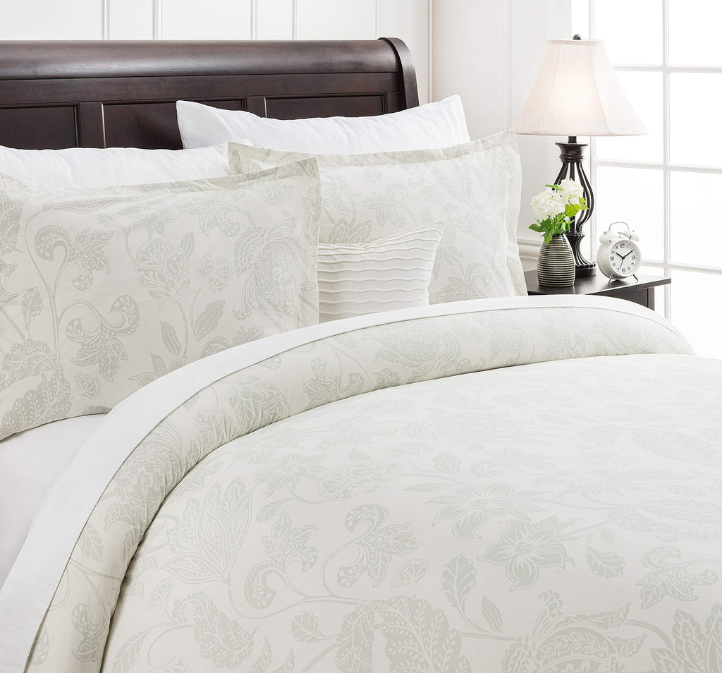 Premium Paisley Sage Duvet Cover Set - Duvet Cover (90" x 90") & 2 Pillow Shams (20" x 26") - 3-Piece Set, Queen Size