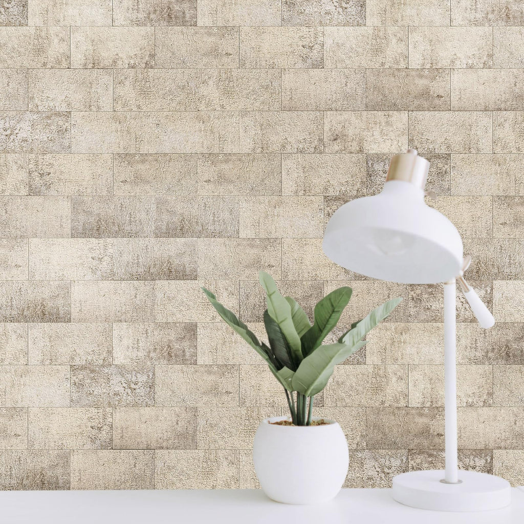 102-Pack Peel and Stick Backsplash, Stick on Subway Tile, Stone Beige