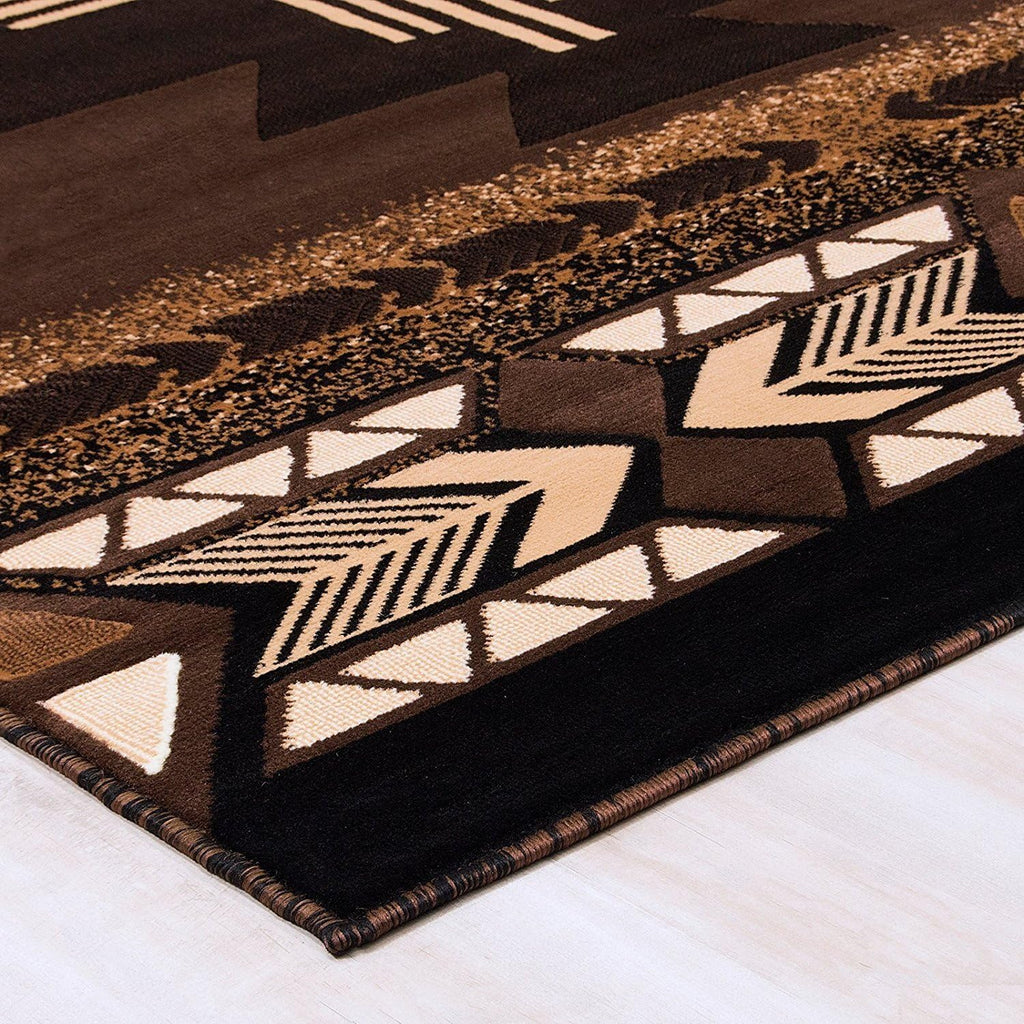 Southwest Native American Indian Chocolate Carpet Area Rug (8 Feet X 10 Feet)