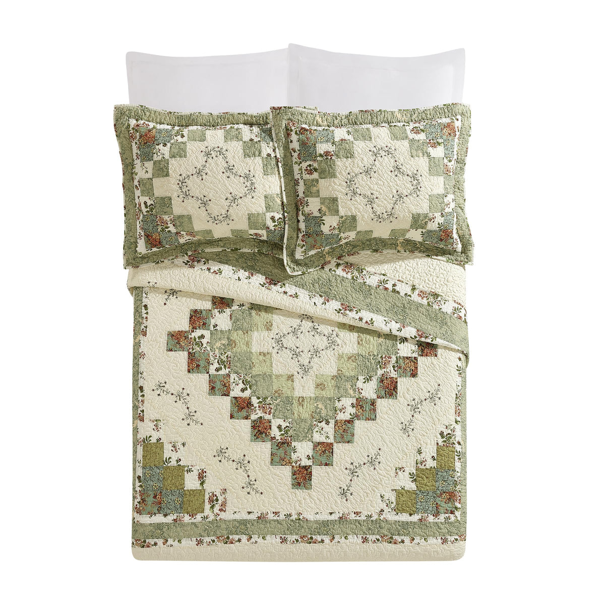 Olivia Embroidered 3-Piece Quilt Set - Lightweight Breathable All Seasons Bedding