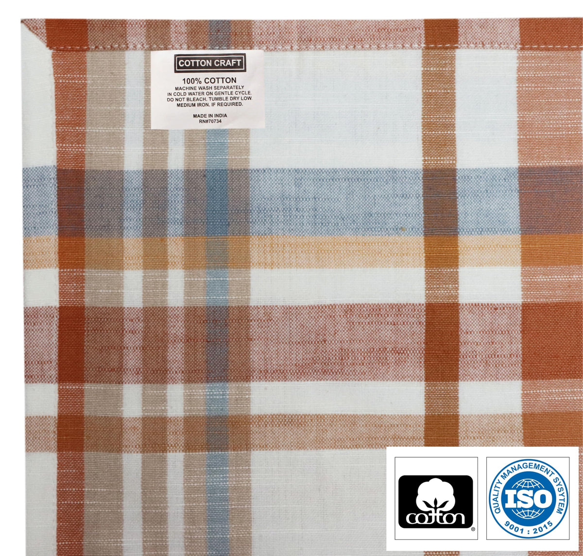 Harvest Plaid Cloth Napkin - 12 Pack 100% Cotton Dinner Napkin