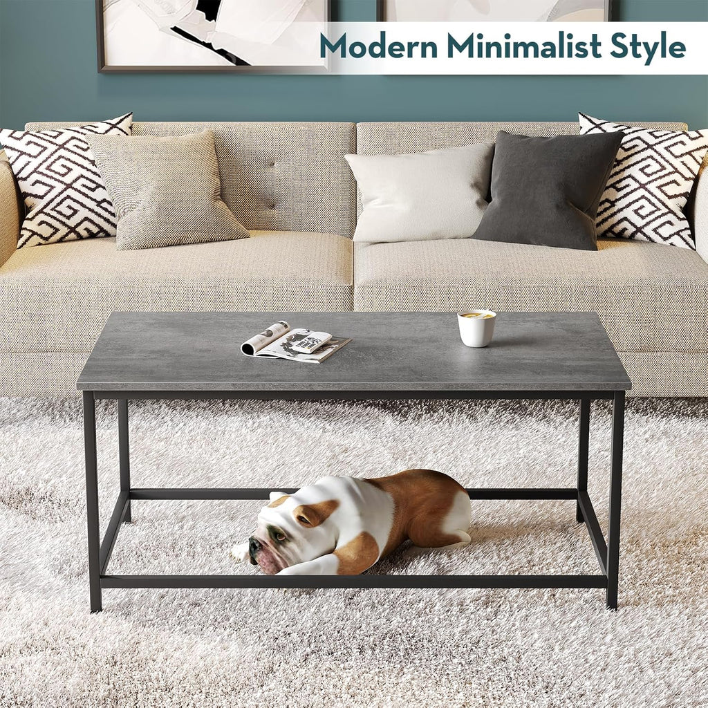 Small Coffee Table Modern Coffee Tables Open Design Rectangular Minimalist Center Table Home Office, Easy Assembly