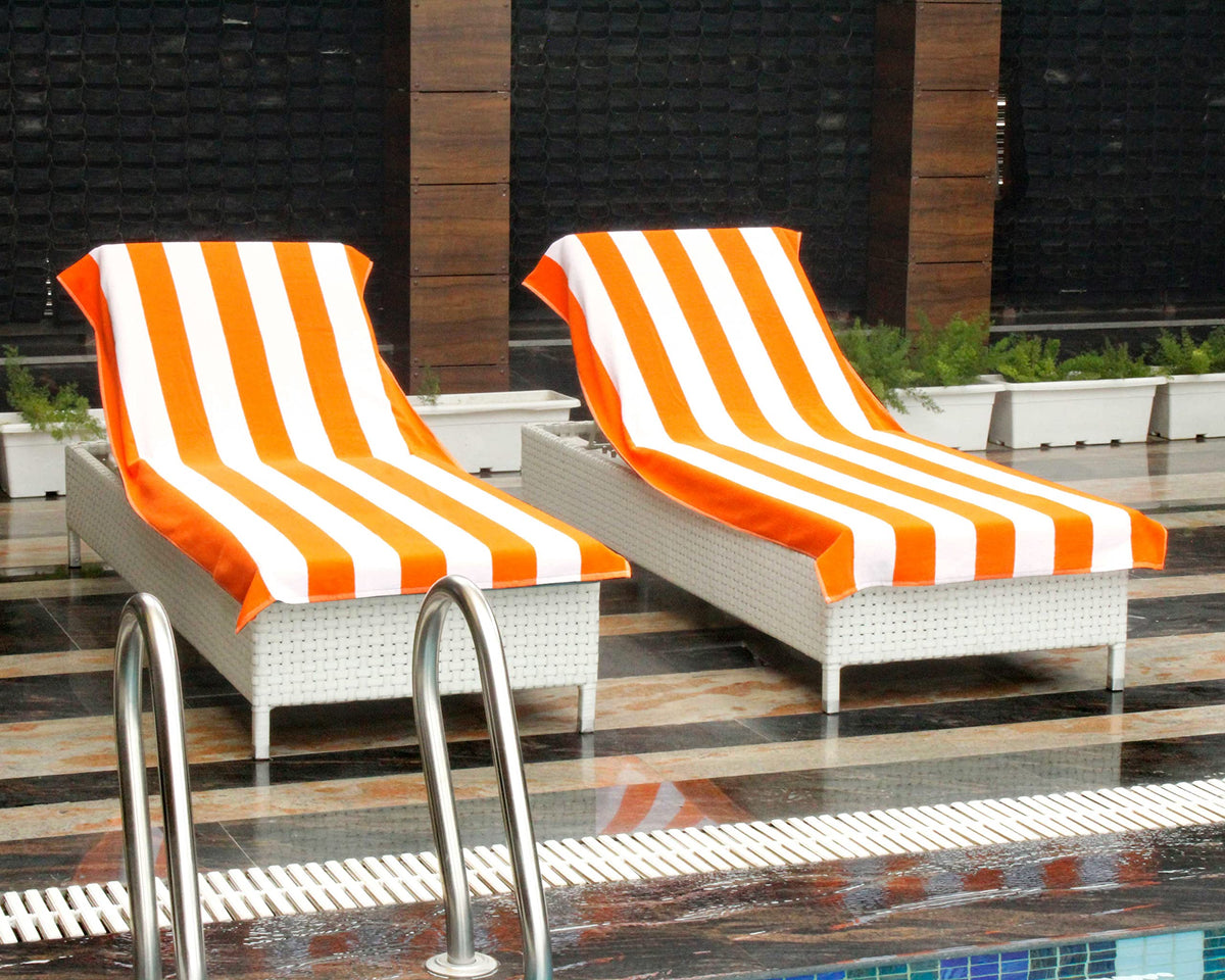 Pool Lounge Chair Cover - 2 Pack Cabana Stripe - Orange