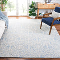 Blossom Collection Area Rug, Blue & Ivory, Handmade Wool, Ideal for High Traffic Areas in Living Room