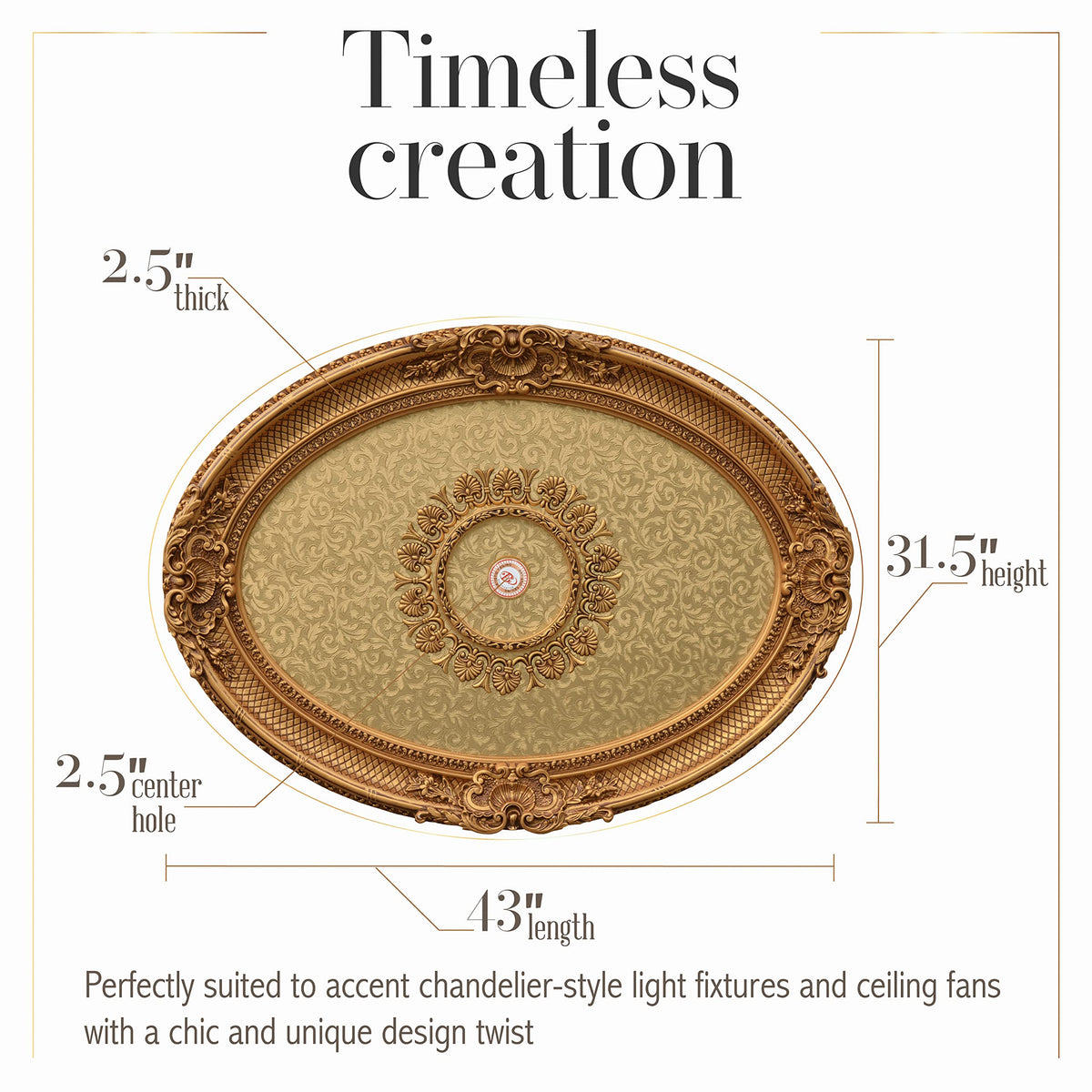 Golden Leaf Chandelier Ceiling Medallion and Fan Medallion, 36 inch