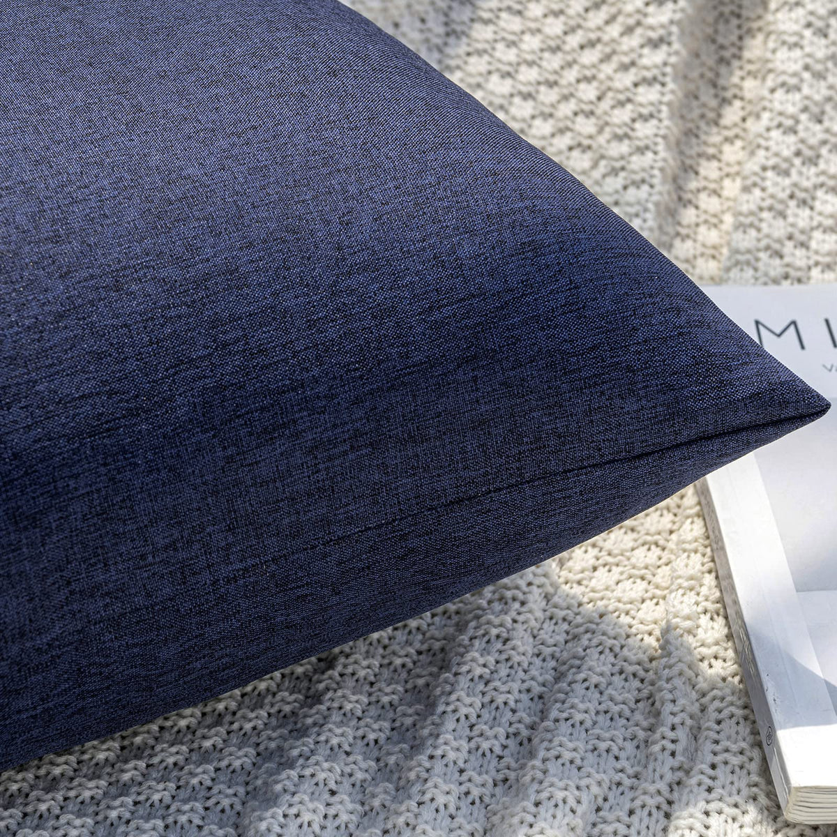 Decorative Outdoor Pillow Covers Euro Waterproof 22x22 Navy