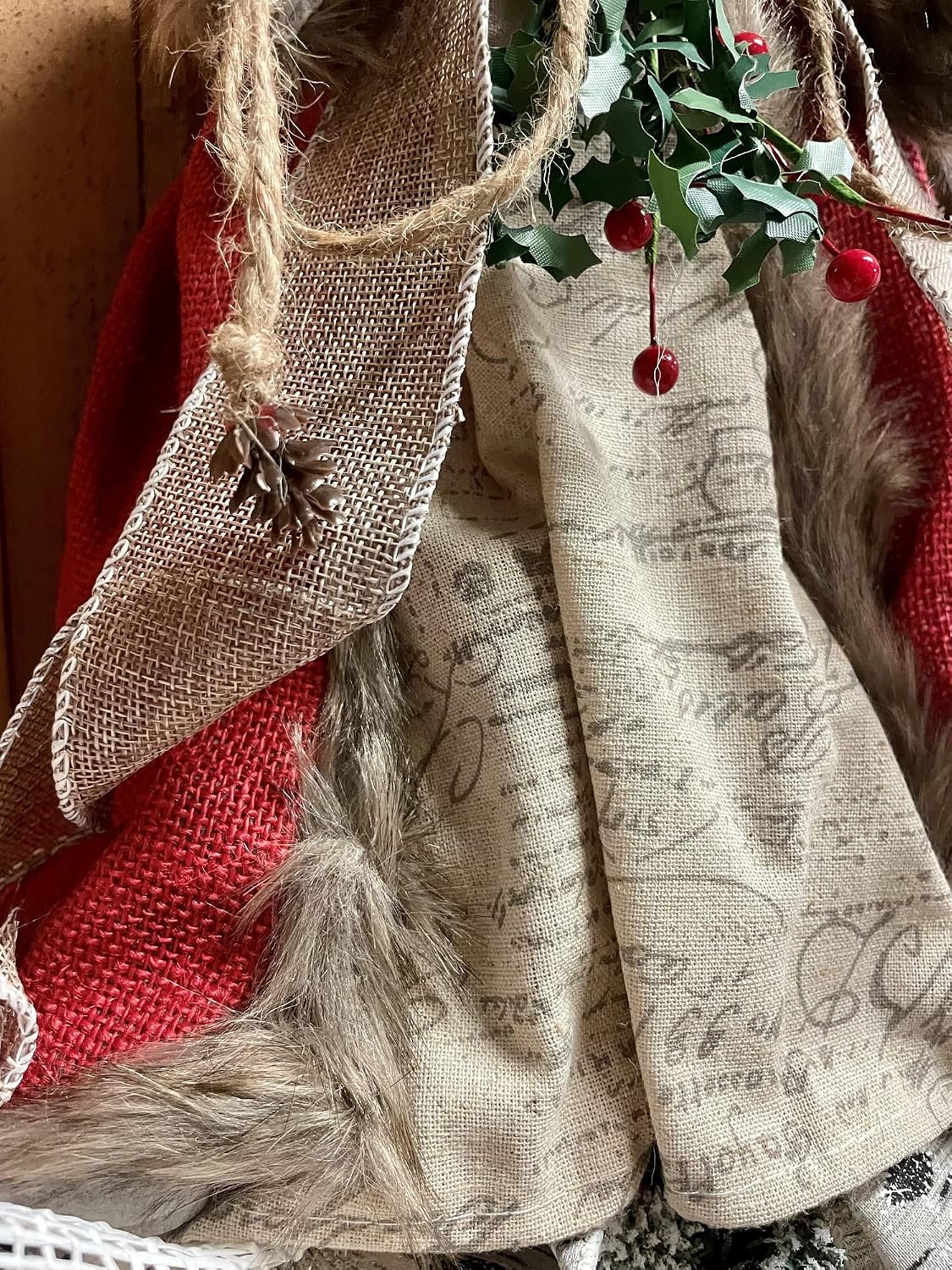 Workshop 3096 Homespun Angel Tree Topper, 16", Red,16"