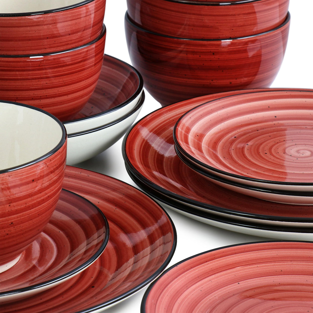 Gia 24 Piece Stoneware Dinnerware Set (Red)
