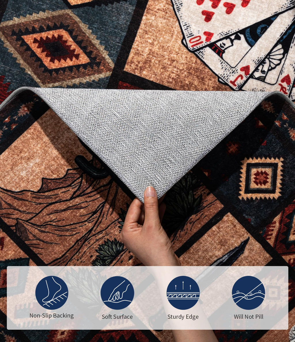 Washable Western Cowboy Hallway Runner Rug