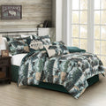 Tahoe 7-Piece North Lake Motif Comforter Set - Multicolor Blue Green Brown Black Printed Washed Cabin Lodge