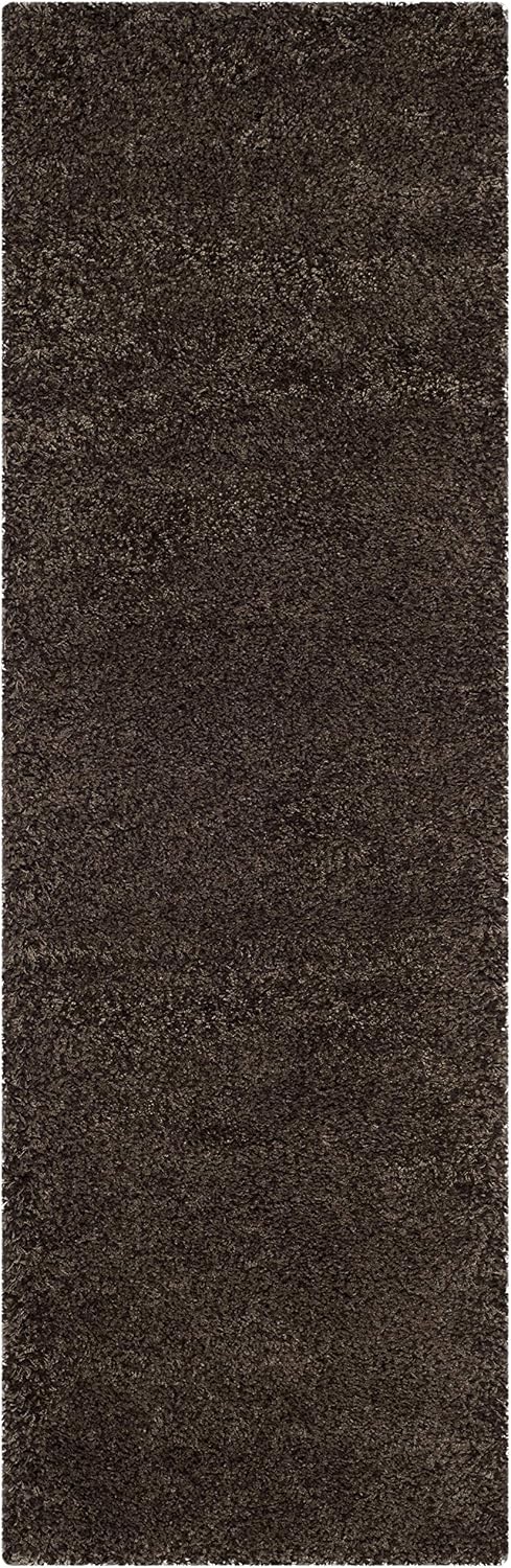 Santa Monica Shag Collection Runner Rug - 2'3" x 7', Mushroom, Solid Design, Non-Shedding & Easy Care, 2-inch Thick