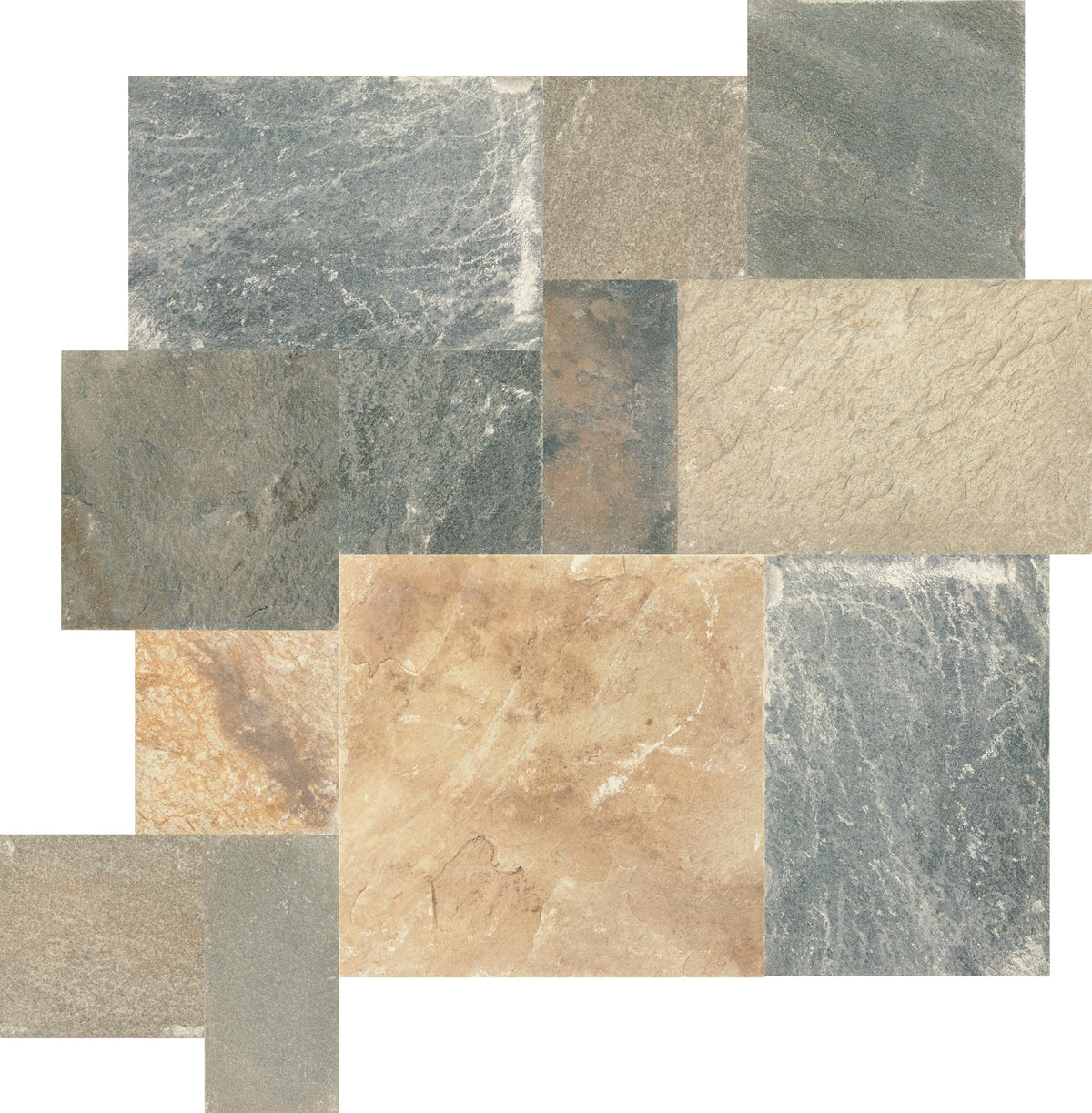 Natural Stone Slate Pattern Mosaic in Natural Cleft Golden Sun (1 PC per Carton) (15.75 SQFT per Carton)