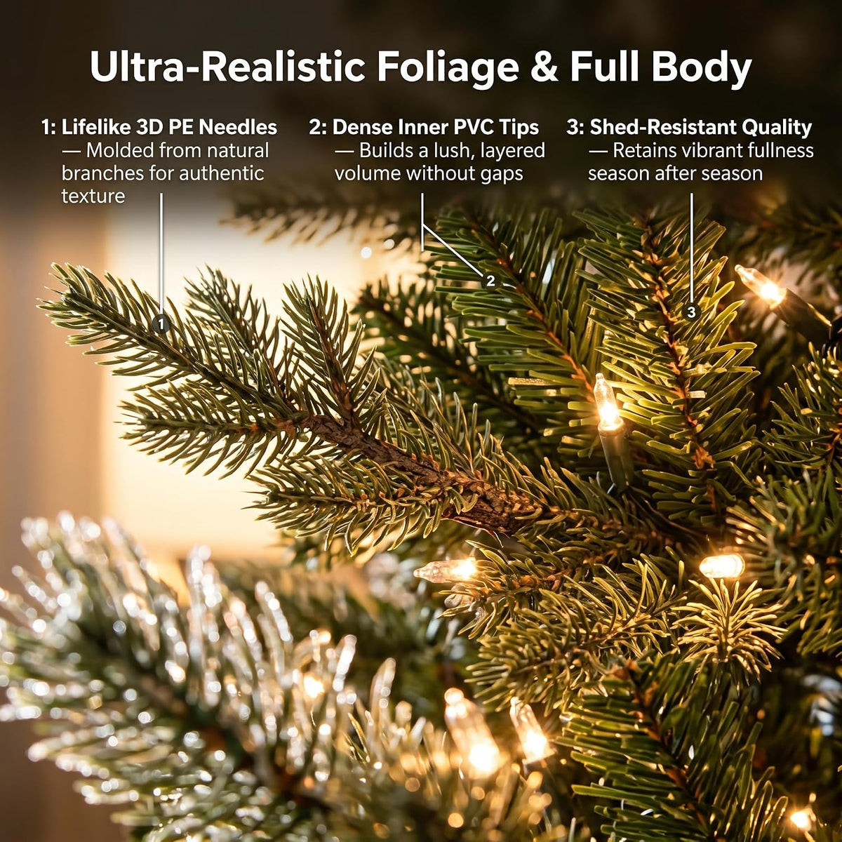 PE/PVC Hybrid Prelit Christmas Tree Green, 4 to 9 ft