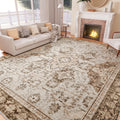 8x10 Area Rugs, Large Non-Slip Washable Rug, Boho Vintage Retro Medallion Print Pattern Carpet Dining Room Home