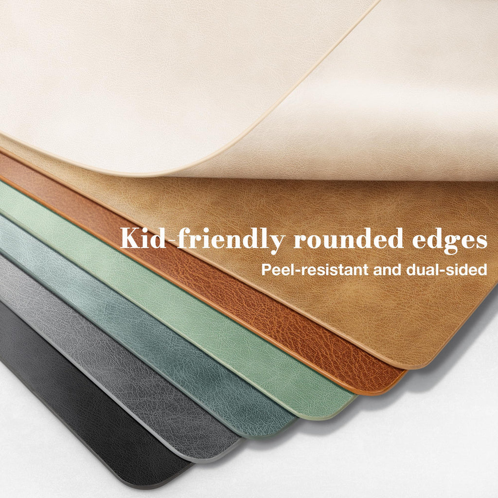 Faux Leather Placemats Set of 6, Vinyl Placemats Heat Resistant
