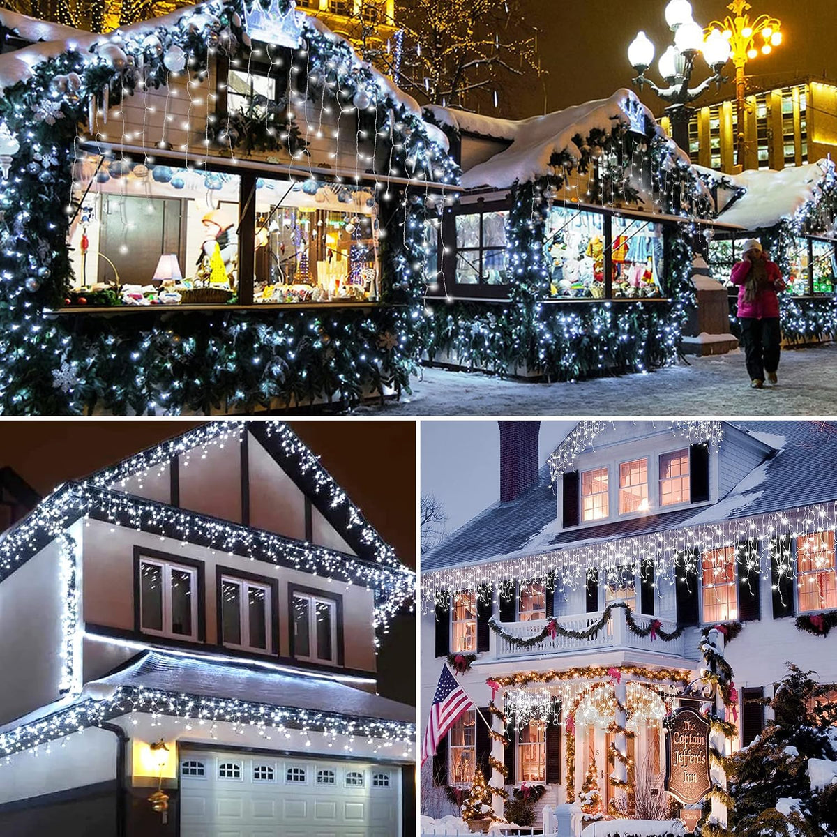Christmas Icicle Lights with Remote,300 LED Solar Curtain Lights