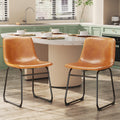 Dining Chairs Set of 2, 18" PU Leather Dinner Chairs, Brown