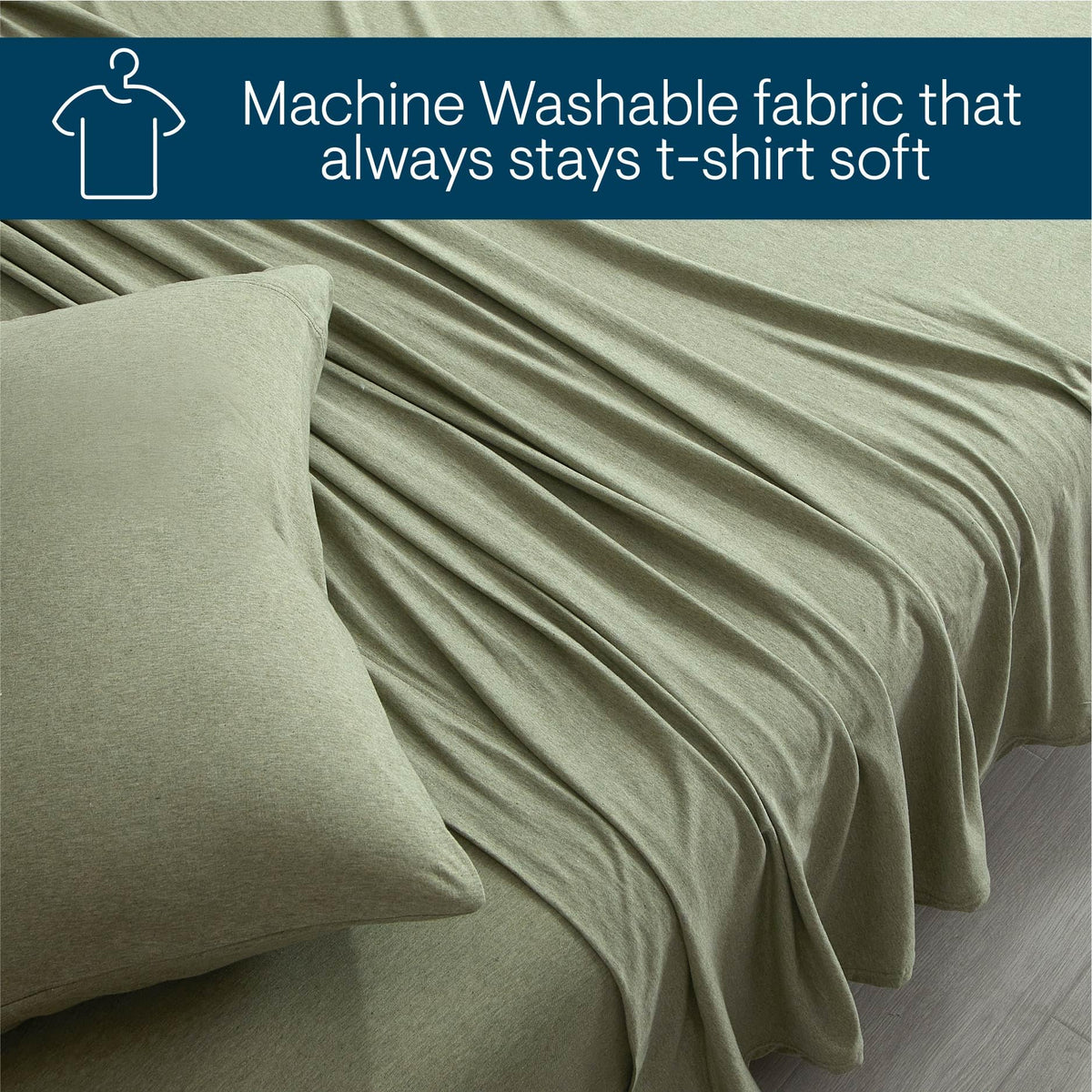 Super Soft Jersey Knit Sheet Set, 4 Piece Bed Sheets, Cotton Rich Jersey Sheets, Fits Mattresses up to 18" Deep
