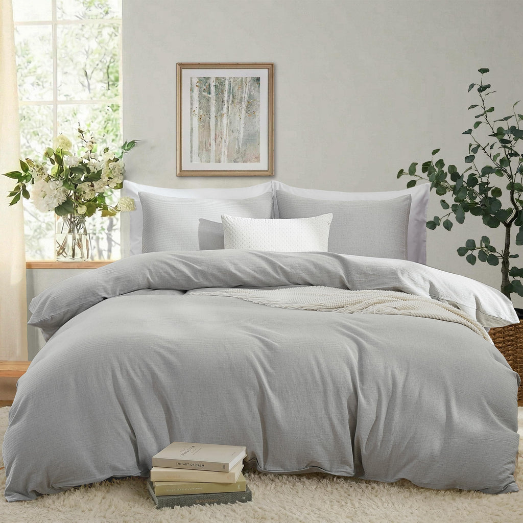 Duvet Cover, Cotton Linen Blend, 2 Pieces, Linen Grey