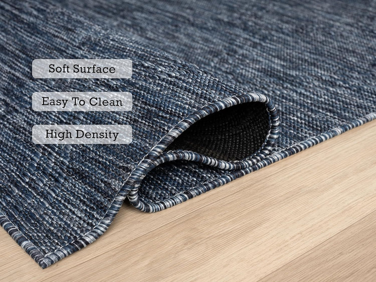 Darla Textured Foldable Indoor Outdoor Rug, Weather Resistant, Easy Clean, UV Resistant, Lightweight