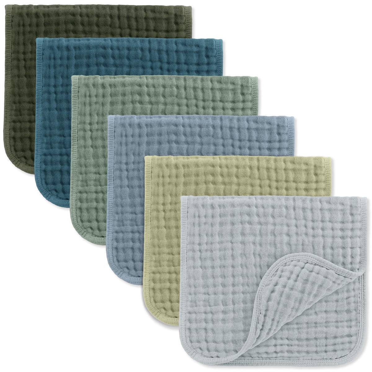 Muslin Burp Cloths 20x10" 6 Pack, Baby Burp Cloths - Multi Boy